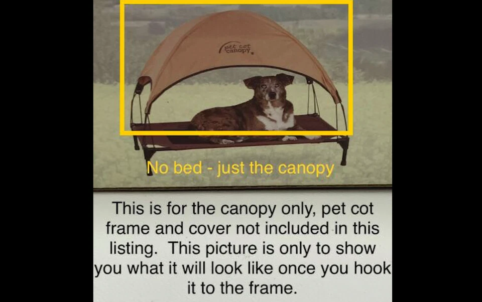 K & H Pet Cot Canopy Fits K&H Cot Sizes 30 x 42 x 7” Tan Large Dog Cat NO BED - Image 1 of 4