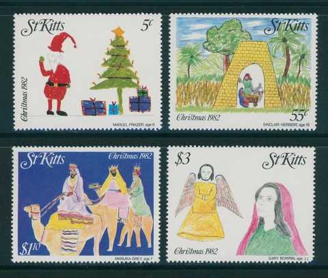 St. Kitts Scott #102-105 MNH Christmas 1982 $$ 395995 Cover