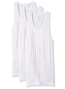 2(X)IST 3-Pack Men's Essential 100% Cotton Ribbed Tank Tops White - Picture 1 of 4