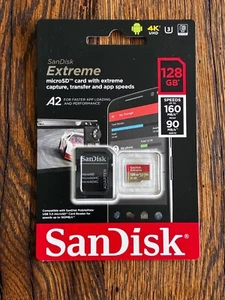 SanDisk 128GB Extreme Pro 160MB/s Micro SD MicroSDXC UHS-I U3 A2 V30 Memory Card - Zdjęcie 1 z 1