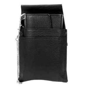 Geldbörse Kellnerbörse Holster Kette Scheintasche Geldtasche Leder Schwarz - Bild 1 von 5