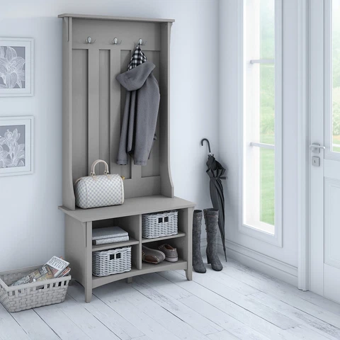 Hall Tree Bedroom Living Room Two Adjustable Shelves 31.73x15.75x68.12 Inch Cover