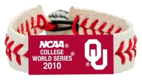 OKLAHOMA SOONERS WHITE CWS NCAA BASEBALL BRACELET LEATHER NEW Cover