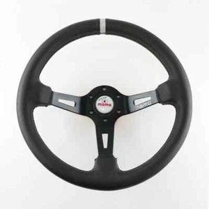 MOMO Steering Wheel H Sign14 Inch Black Leather Currency Racing Steering Wheel - Picture 1 of 24
