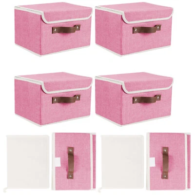  6Pcs/Lot Collapsible Storage Box With Lid Linen Fabric Bins Organizer Baskets - Image 1 of 4