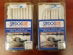 Seadog Premium Twisted Nylon Dock Line 3/8" x 10' White LOT OF 2 - Picture 1 of 2
