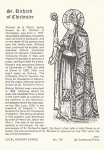 ST RICHARD OF CHICHESTER, Sussex - Vintage POSTCARD Size Print (Drawing) - Foto 1 di 2