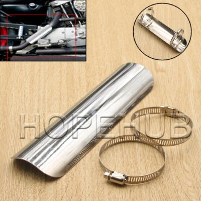 Motorcycle 9"Silver Exhaust Muffler Pipe Heat Shield Cover Heel Guard for Harley - Image 1 of 4