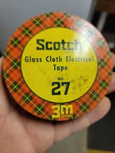 VINTAGE SCOTCH GLASS CLOTH ELECTRICAL TAPE NO. 27 METAL PLAID TIN - Picture 1 of 7
