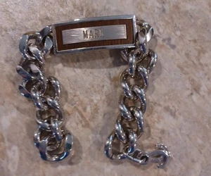 Vintage Speidel Silberfarben Blanko ID Kette Armband - Bild 1 von 5