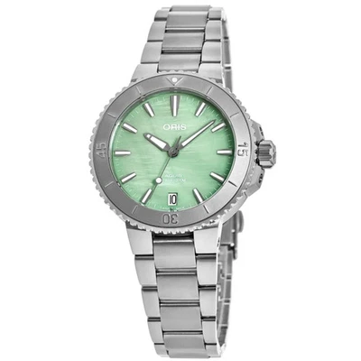 Nuevo Reloj Oris Aquis Fecha Verde Madre Unisex 01 733 7770 4157-07 8 18 05P Foto 1 de 4
