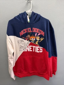 Nickelodeon Characters Nineties Color Block Hoodie Rot Weiß Blau Neu mit Etikett - Bild 1 von 4