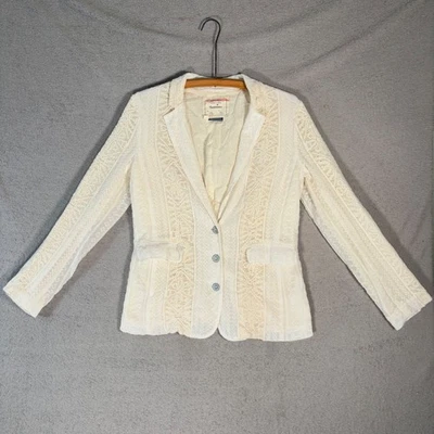 Blazer Cartonnier Lupe Marfil Blanco Encaje Para Mujer Talla M Chaqueta Bordada Anthro Foto 1 de 4
