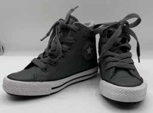 Converse Allstar Kid's Size 12 Gray Leather High Top Sneakers - Picture 1 of 12
