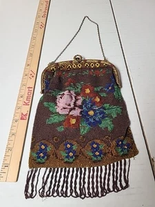 Antique Fringed Beaded Purse 1920's Era - Picture 1 of 7