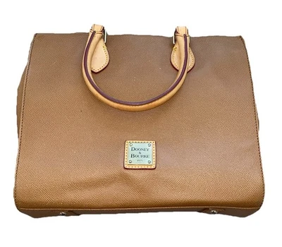 Vtg Dooney & Bourke Handbag Purse SaddleTan Janine Satchel Pebble Leather 12x9x6 - Image 1 of 4