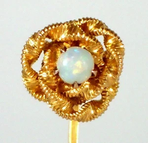Antiguo prendedor eduardiano victoriano de oro amarillo de 14 k OPAL acanalado nudo de amor - Imagen 1 de 8