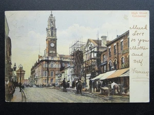 Essex Colchester HIGH STREET showing SCAFFOLDING c1905 Postcard by Woolstone Bro - Picture 1 of 4