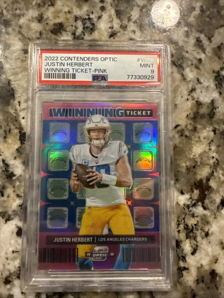 2022 Panini Contenders Optic - Winning Ticket /75 Justin Herbert Psa 9  - Image 1 of 3