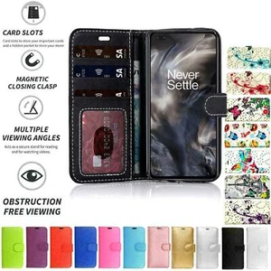For OnePlus 6T Case Cover Flip Folio Leather Wallet Credit Card Slot - Picture 1 of 11