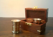 Nautical Antique Brass Anchor Shot Glasses With Rosewood Box Best Gift Item
