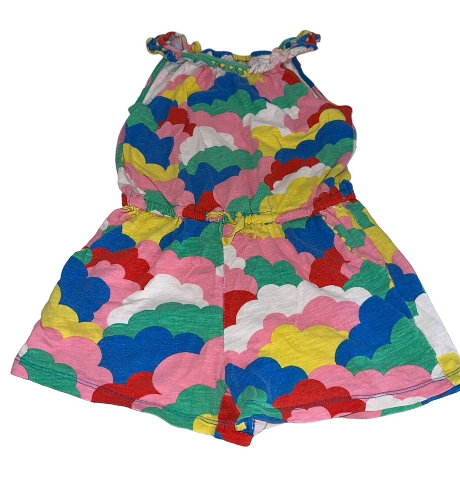 Mini Boden Rainbow Clouds Charlie Romper Jersey Playsuit Sz 6-7 Yrs Pom READ - Image 1 of 4