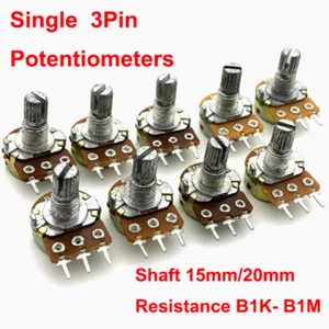 WH148 Adjustable Single Potentiometers Shaft 15mm/20mm B1K B10K B20K-B1M - Picture 1 of 9