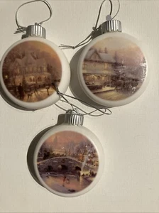 Set Of 3 Thomas Kinkade Spirit Of Christmas LED Ornaments - Picture 1 of 15