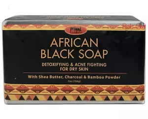 AFRIKANISCHE SCHWARZE SEIFE entgiftende Akne bekämpfende Sheabutter & Holzkohle 7 oz (1 Bar) - Bild 1 von 2