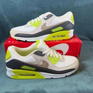 Nike Air Max 90 Mens Size 9 White/Khaki-Cyber Yellow Comfortable Athletic Shoes - Picture 1 of 7