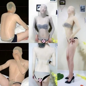 Oily Shiny Total Encasement Strumpfhose Langarm Silky Bodysuit Oberteil geschlossene Kapuze - Bild 1 von 41