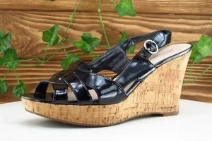 Franco Sarto Women Sz 6.5 M Black Platform Wedge Synthetic Shoes Casey - Picture 1 of 8