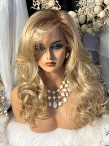 IMPRESIONANTE! Mezcla rubia personalizada, parte libre, top de encaje completo, peluca HH BLEND - Imagen 1 de 12