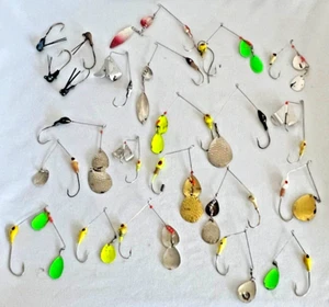 🍒 Vintage Handmade? Metal Fishing Lures Spinner Propeller Medium Hooks LOT 🍒 - Picture 1 of 16