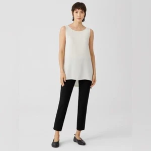 Eileen Fisher System Washable Stretch Crepe Slim Ankle Pant Black Small - Picture 1 of 7