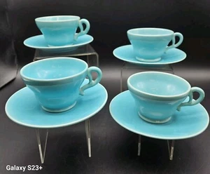 VTG Gladding Mcbean GMB Turquoise Cup And Saucer set Of 4 Early Franciscan Ware - Picture 1 of 10