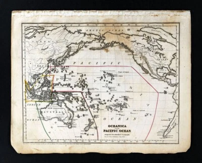 Mapa Woodbridge 1843 Oceanica Pacifi Ocean Austalia Nueva Zelanda Polinesia Hawai Foto 1 de 4