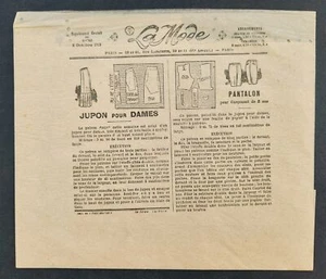 1913 antique FRENCH SEWING PATTERN la mode PANTALON and SKIRT tissue paper - Picture 1 of 4