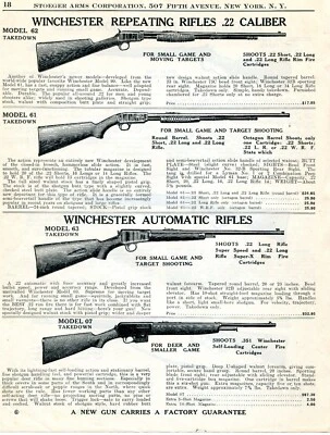1939 Print Ad of Winchester Model 61 62 63 07 Takedown Repeating Rifle - Image 1 of 2
