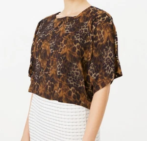 Objex Blouse Top Cropped Women's Size 2X Animal Print Pull-Over Stretch Roomy - Picture 1 of 4