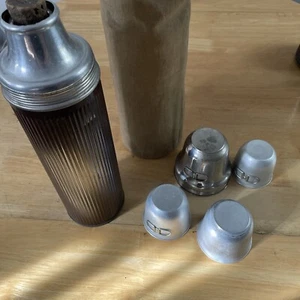 WW I Original Era Universal Glass Lined Aluminum Thermos With Cups & Sleeve - Picture 1 of 23