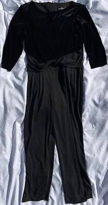 Womens Velvet Pants Suit John Roberts Formal Black Size 12P - Image 1 of 4