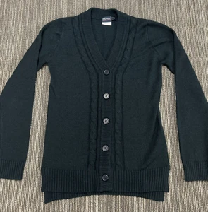 Nautica School Uniform Cardigan Sweater Youth Girls XL Black Cable Knit L/S - Picture 1 of 13