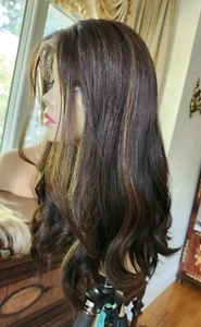 LACE TOP WIG M CAP HUMAN BRAZILIAN HAIR KOSHER JEWISH REMI WARM BROWN - Picture 1 of 13