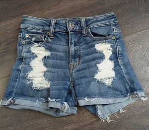 American Eagle Festival superhoher Bund Distressed Shorts Damengröße 0, 26 (534) - Bild 1 von 3