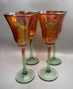 RICK STRINI SIGNED TULIP SHAPE WINE GLASSES SET4 - Picture 1 of 4