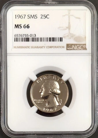 1967 SMS Washington Quarter certified MS 66 by NGC! Cover