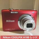 Nikon Coolpix A100 czerwony aparat cyfrowy 20 MP z pamięcią 32 GB, etui z Japonii