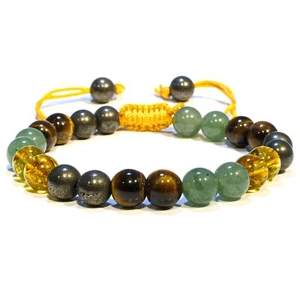 Money Crystal Bracelet 8mm |Healing Gemstone Pyrite Bracelet Citrine, Tiger Eye - Picture 1 of 7