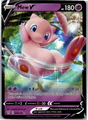 Mew V Ultra Rare SWSH03: Darkness Ablaze 069/189 NM Holo - Image 1 of 2